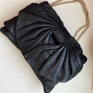 Vintage Valentino Red V Bow-Tie Leather Purse